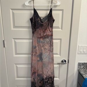 All Saints Black and Pink Abstract Dress